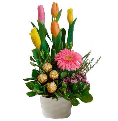 S1 Tulipanes y Gerbera - Floreria Florimex